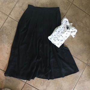 Black Chiffon Mid Skirt